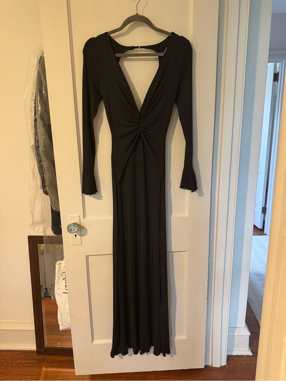 Princess Polly Black Long-Sleeve Twist-Front Maxi Dress
